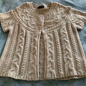 ZARA chunky cable knit short sleeve cardigan Size LARGE